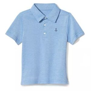 Janie and Jack Blue Cotton Pique Anchor Polo